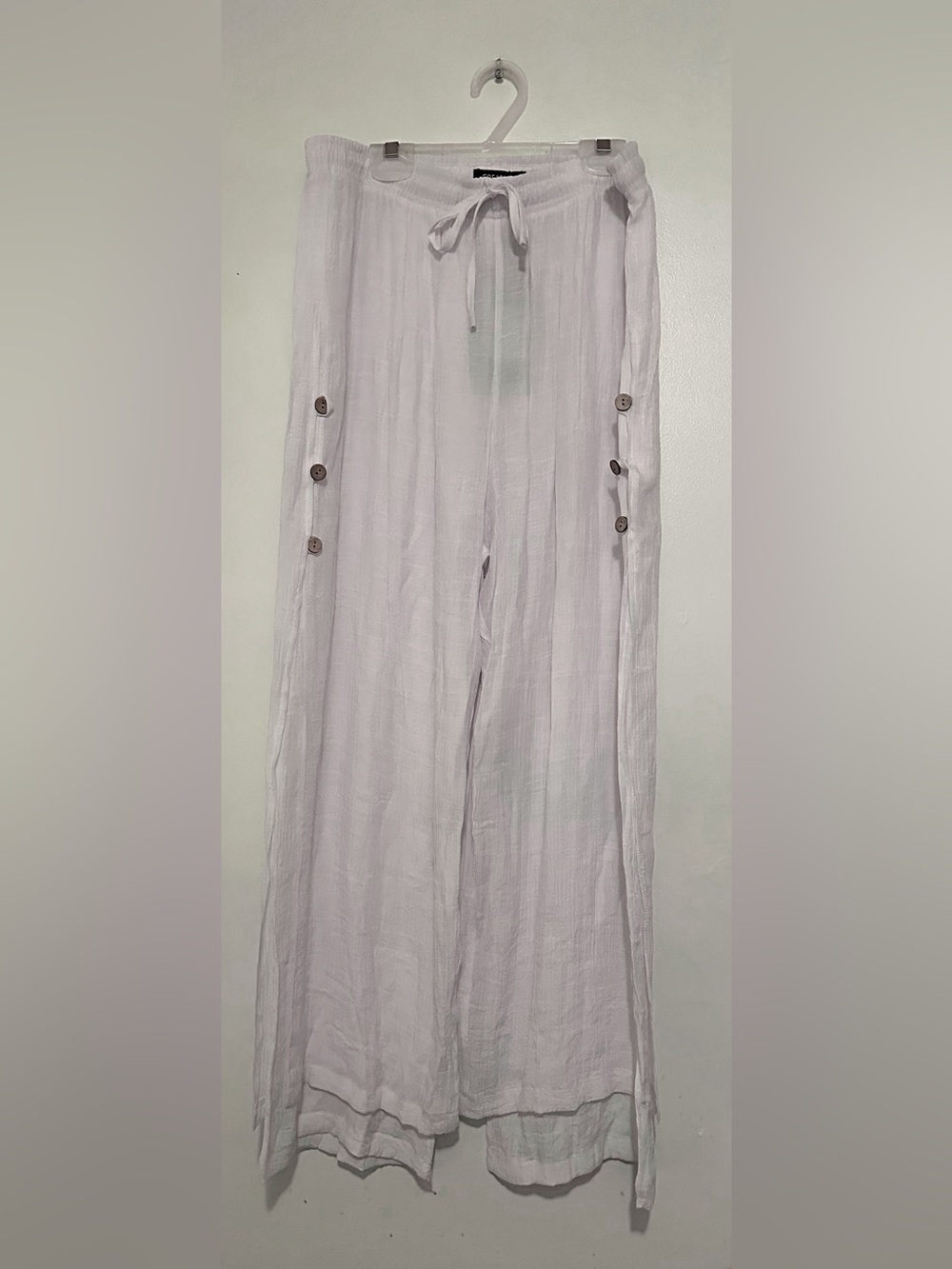 White Wide-Leg Button Side Jumpsuit